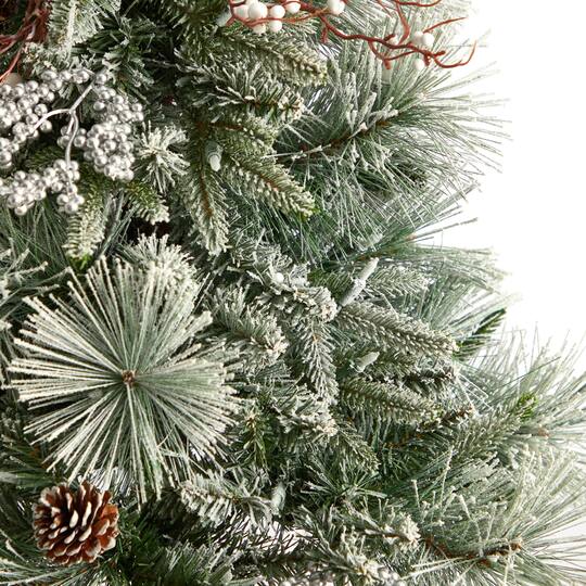 5ft. Pre-Lit Flocked Artificial Christmas Tree in Decorative Urn, White LED Lights